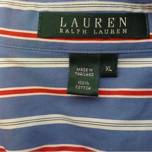 Lauren Ralph Lauren blue striped cotton shirt XL tunic top career summer office - Picture 6 of 6